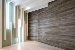 vinyl flooring used on a feature wall